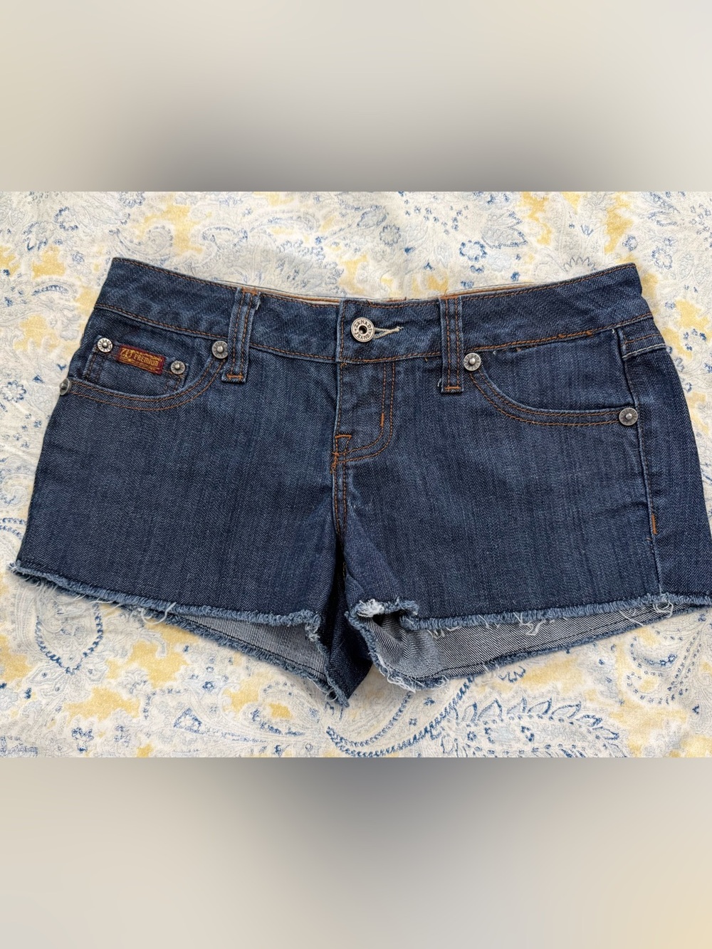 Dark Blue Denim Cutoff Shorts - Zana-Di